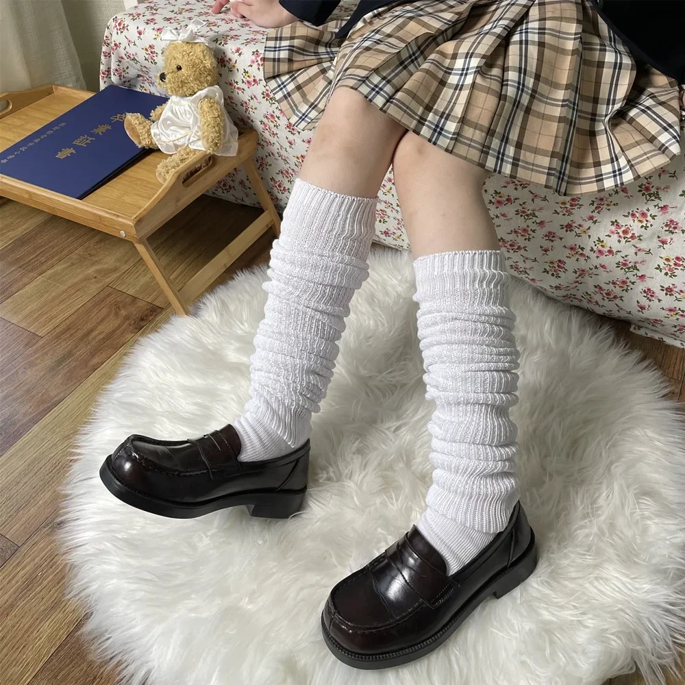 Cute JK Uniform Leg Warmers Korean Lolita Girls' Ins LONG Socks Girls Pile Up Sock Foot Warming Cover Calf Socks Cosplay Costume