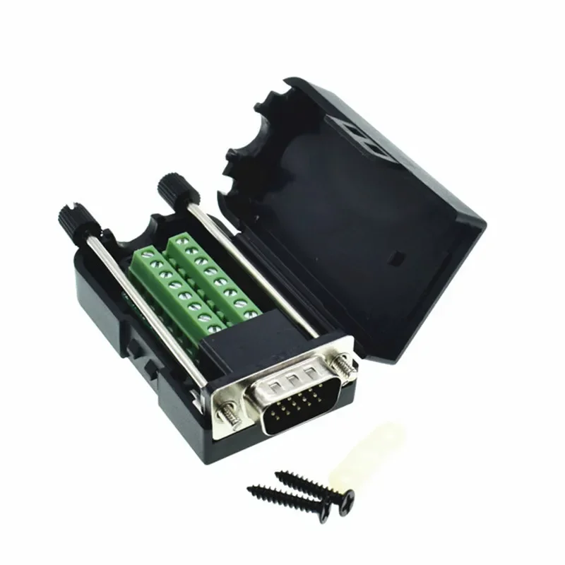 D-SUB DB15 VGA Male/Female 3 Rows 15 Pin Plug Breakout Terminals Screw Type DIY Connector