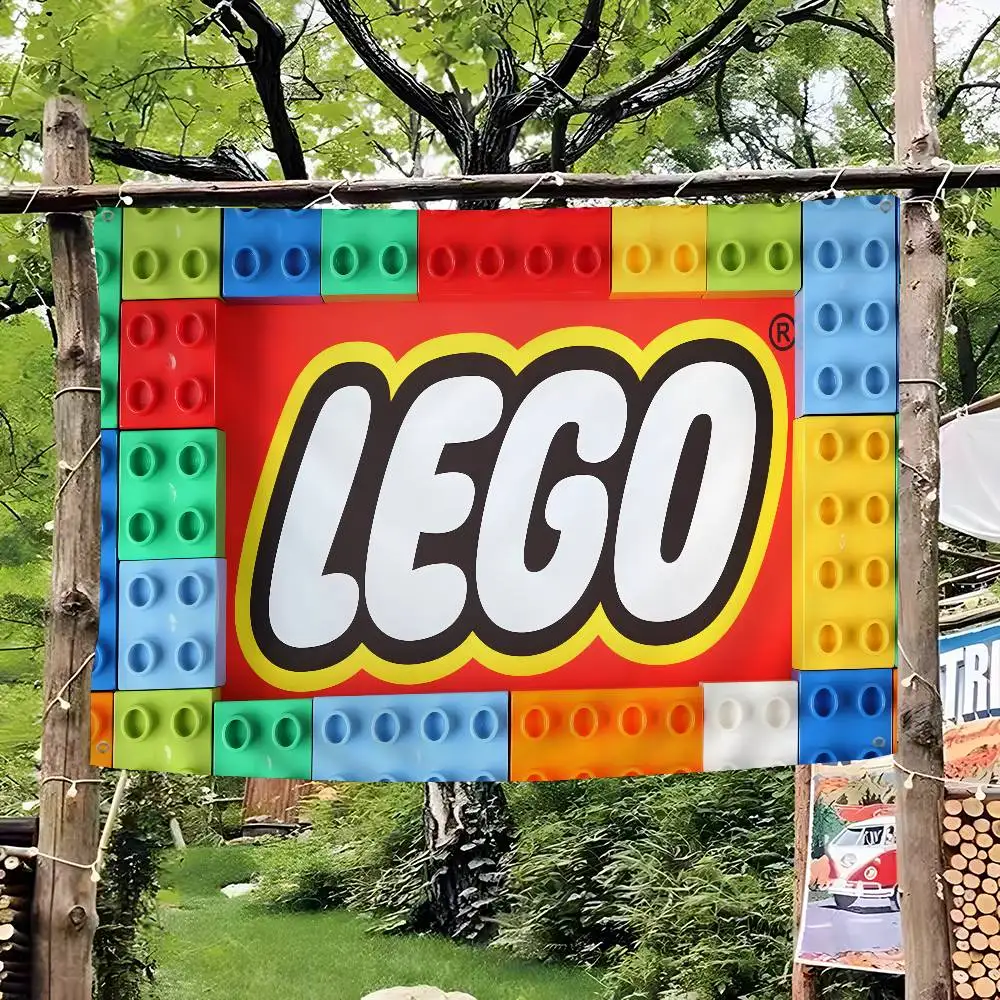 Classic Toy L-LEGOS Cartoon Flag Art Science Fiction Room Home Decor Wall Hanging Home Decor Banner
