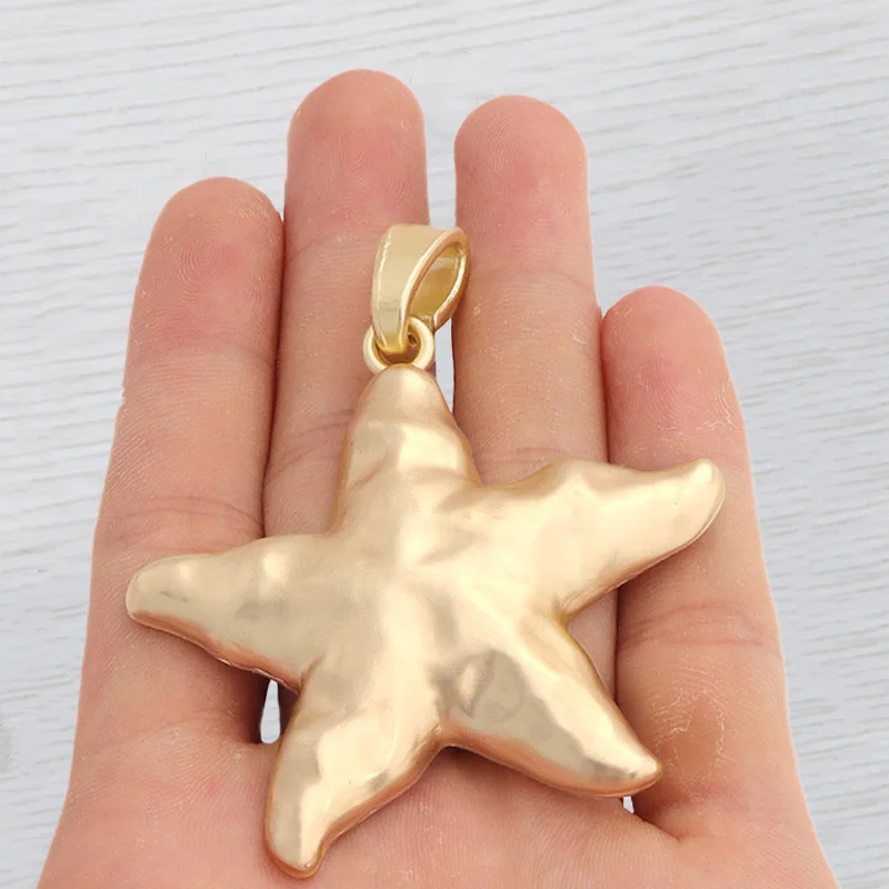1 x Matte Gold Color Seastar Marine Life Charm Pendant Organism Pendant Metal Alloy DIY Necklace Bracelet Earrings Marking