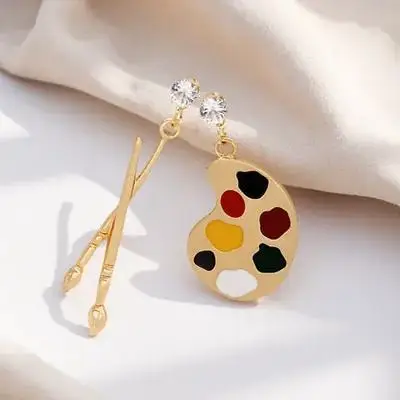 

1 Pair Retro Artistic Ear Studs Paint Palette Pendant Women Dangle Earrings For Artist Painter Jewelry Gift Drop Earrings