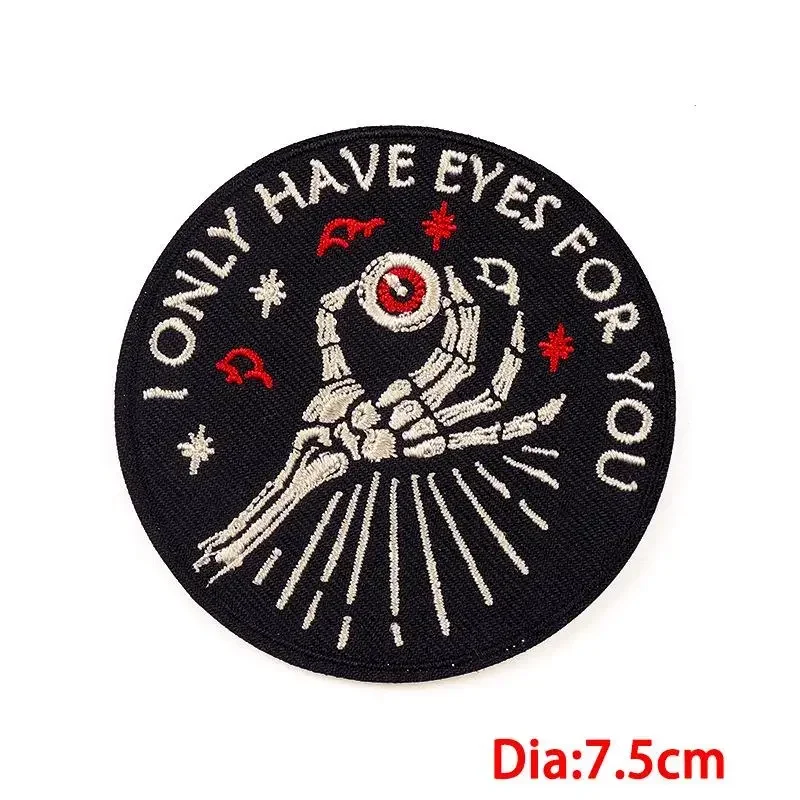 Embroidered Patch Iron On Patches for Clothing Pocket Skeleton Clothes Stickers Fabric Sewing Thermal Adhesive Applique Fusible