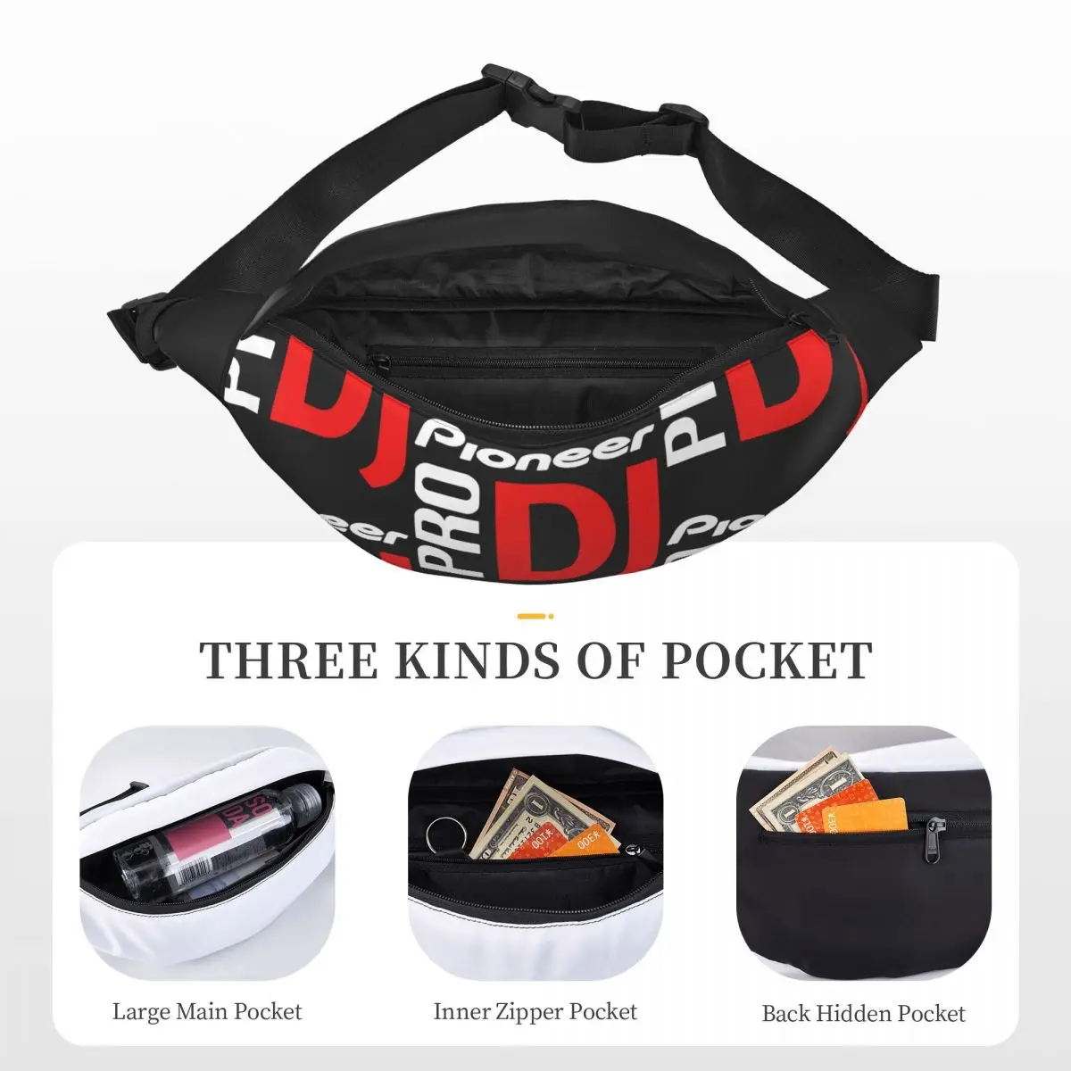 PIONEER PRO DJ Unisex Waist Bag Multifunction Sling Crossbody Bags Chest Bags Short Trip Waist Pack