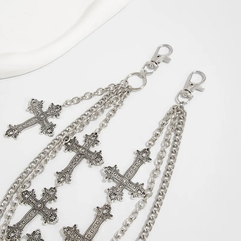 Fashion Punk Metal Pants Chain Hip Hop Waist Chain Cross Pendant Jeans Chain For Men Women Accessories Gifts view 2
