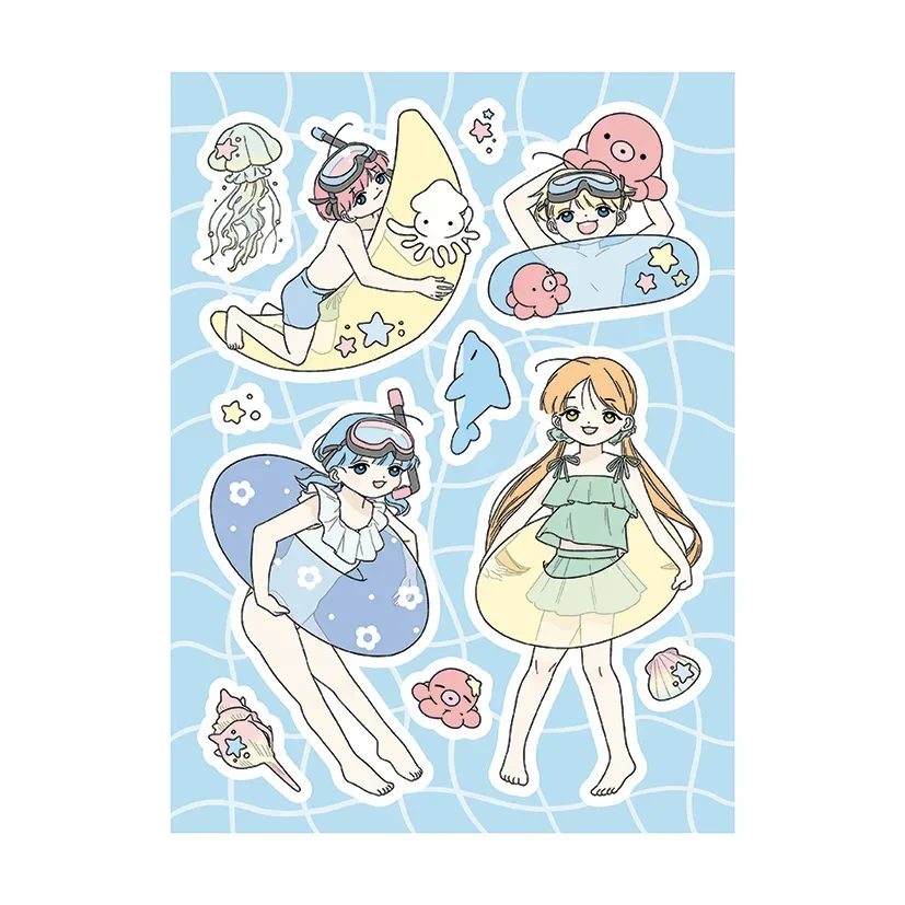 Korean Girl Stickers Cute Cartoon Girl Character Stickers