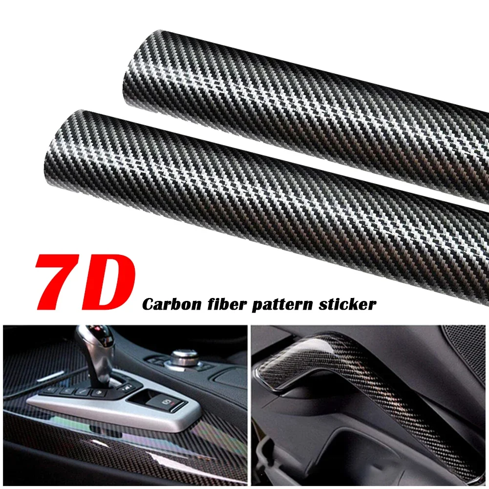 High Glossy 7D Carbon Fiber Vinyl Wrap Film Waterproof Car Stickers Console Computer Laptop Skin Auto Motorcycle Accessories