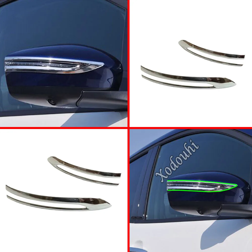 Car Stick Rear View ABS Chrome Glass Mirror Rain Eyebrow Shield Sun Visor Shade 2PCs For Nissan Leaf 2017 2018 2019 2020