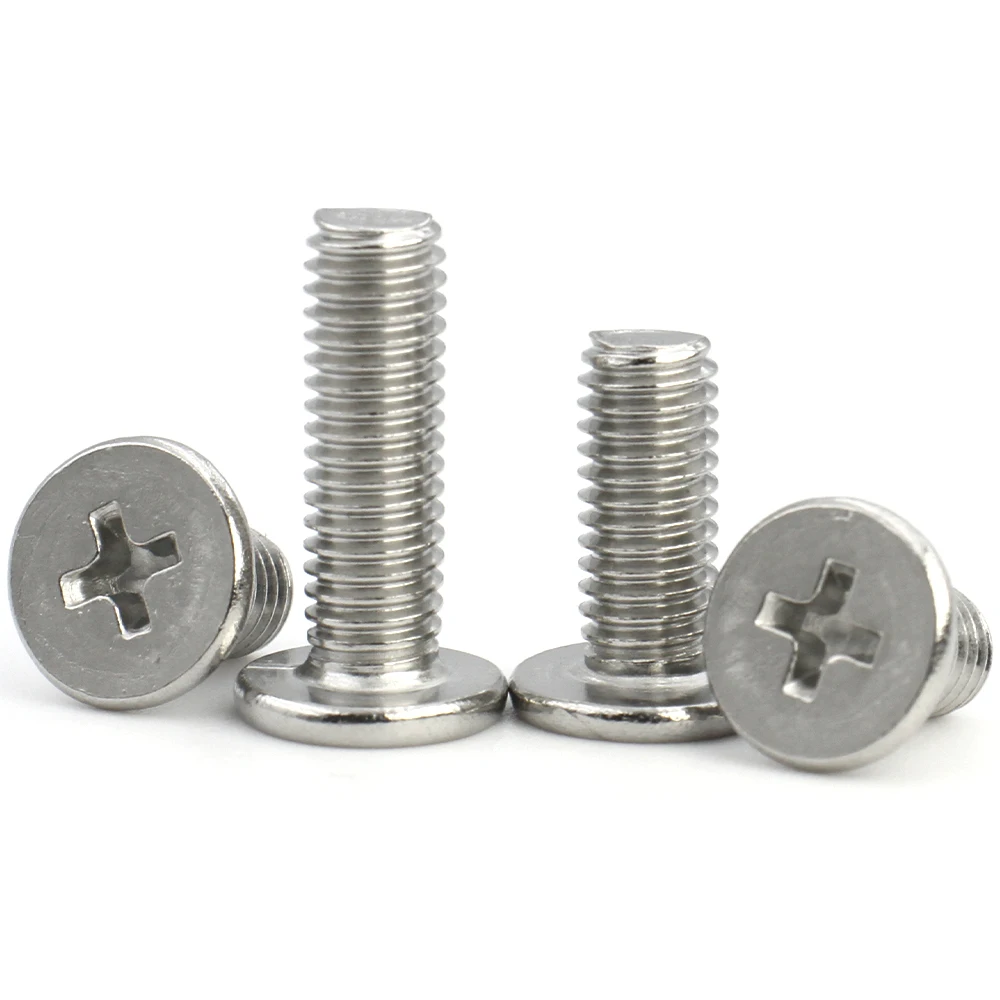 M1.4 M1.6-M8 Super Low Flat Head Phillips Screws 304 Steel CM Ultra Thin Wafer Head Fastener Bolts