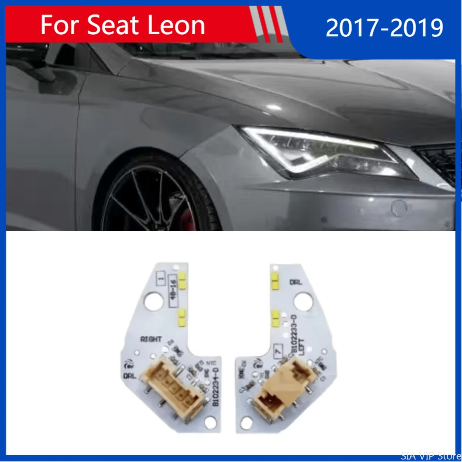 Yellow/white DRL Boards Angle Eyes chip LED Headlight DRL Daytime Running light Car Accessories For Seat Leon 2017-2019
