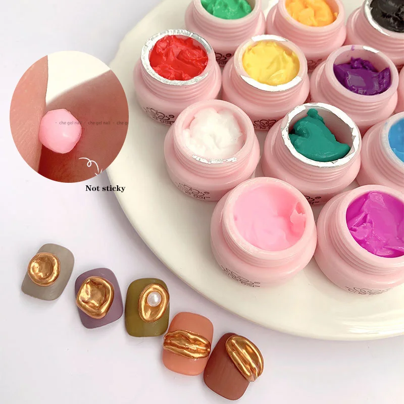 12Colors Sculpture Plasticine Gum Soak Off Gel Nail Modeling Gel Carving Nail Acrylic Glue Soild 3D Sculpture Creative DIY Gel #