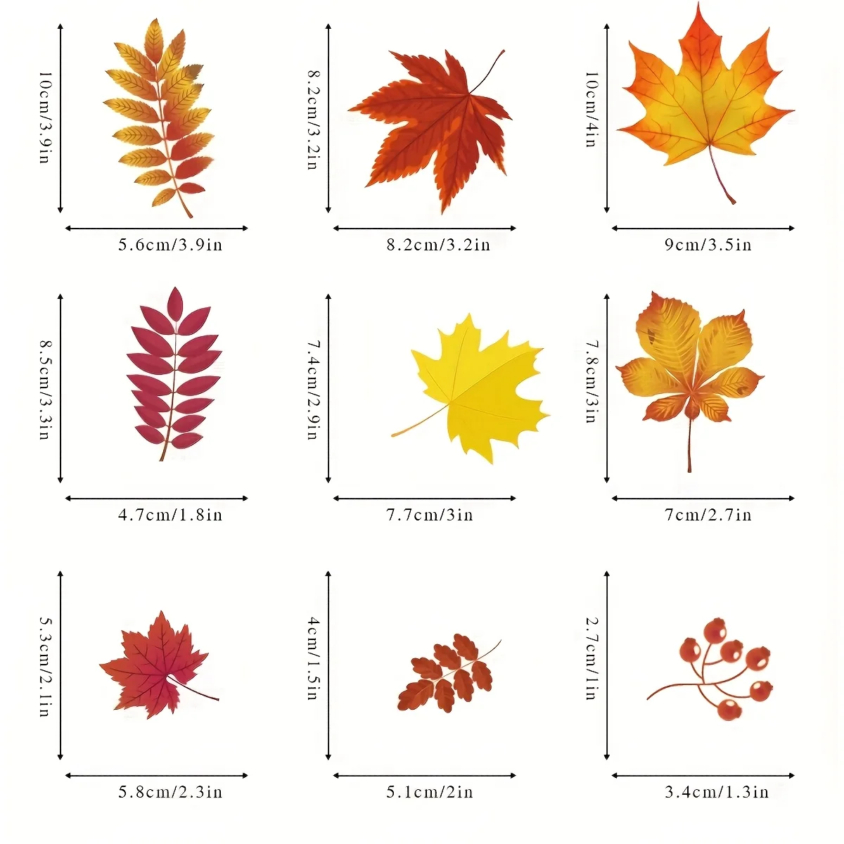 72 Stück Herbst-Ernte-Fensteraufkleber, Aufkleber mit Ahornblättern, Tannenzapfen und Herbstblättern in verschiedenen Farben (Rot, Gelb, Orange) – Detail 1