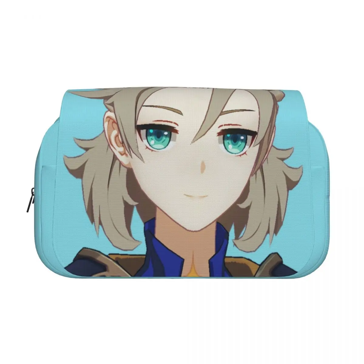 Smug Albedo Genshins Impact Double Clamshell Pen Case Pencilcases Pen for Student Bag Students School Zipper Accessories