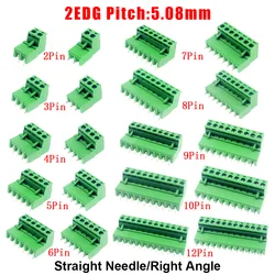 Lote de conectores de bloque de terminales, 10/5 pares, paso de 5,08mm, 2EDG, 5,08mm, 2-12 Pines, Pcb, enchufe sellado