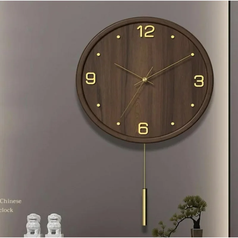 

Wall Clock Antique Big Wall Clock AntiqueLiving room household fashion simple new Chinese solid wood pure copper wall clock deco