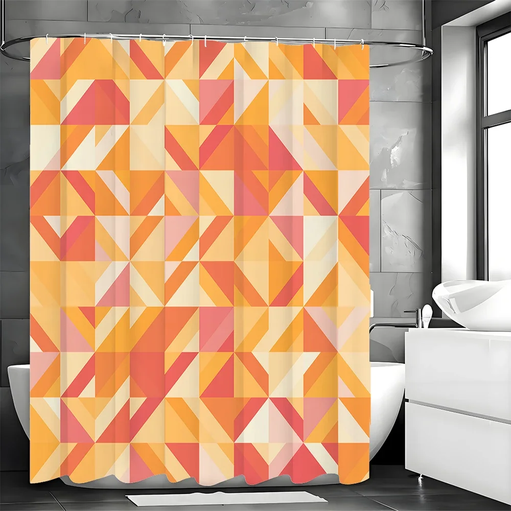 

Желтая современная геометрическая креативная графическая занавеска для душа, декоративная занавеска для душа в ванной комнате, водонепроницаемая занавеска для душа с крючком
