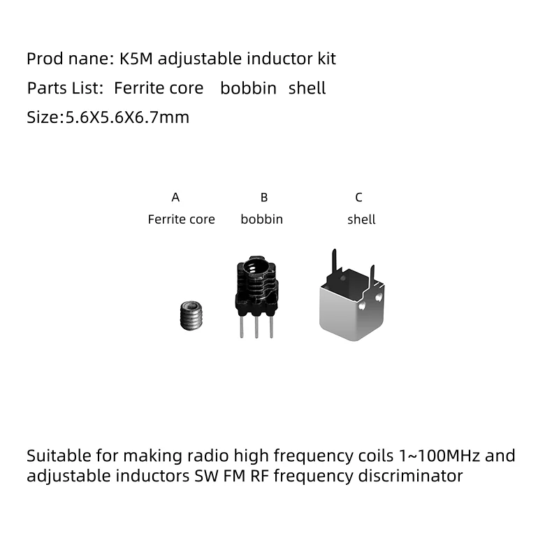 10 Pieces Radio Hobbyist Made High Frequency Adjustable Inductor Kit RF FM Shortwave Frequency Identification Coil