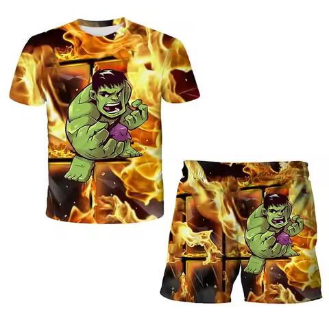 Superhero Spiderman Hulk Tshirt Set Kids Captain America Children Clothes Boys Sonic T-shirt Baby Tops Summer Short Sleeve