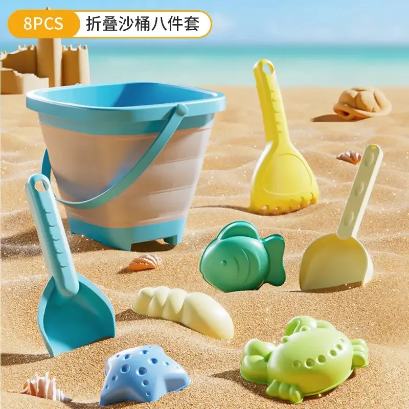 Składane składane wiadro zestaw zabawek plażowych narzędzia przenośny zestaw do piasku dla dzieci podróż na świeżym powietrzu podwórko piaskownica zagraj w prezent dla dzieci