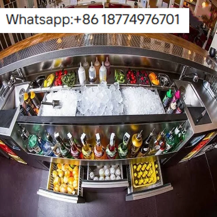 Barra de Bar Comercial Personalizada en Oferta, Equipo de Bar Profesional, Barra de Bar Multifuncional Portátil de Acero Inoxidable