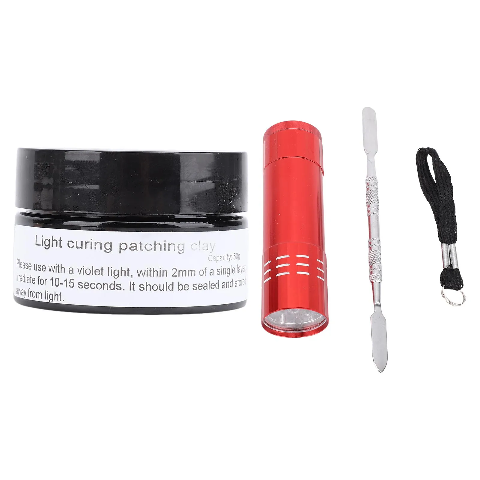Light Curing Putty Kit 50g Multi Purpose Fast Curing Repair Filler With Curing Light Scraper For 3D Prints Models Crafts Nails