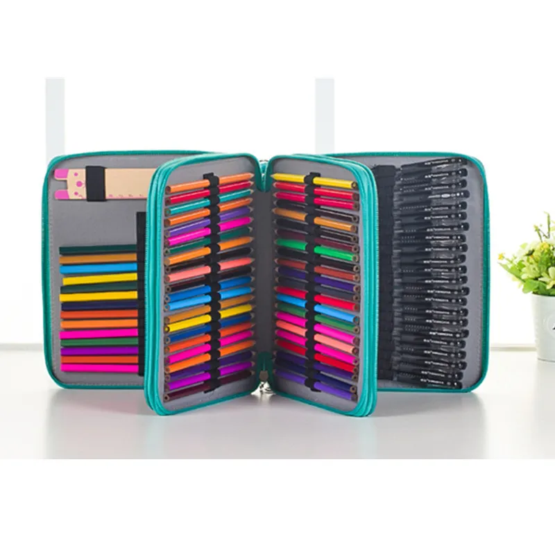 1pcs Multi-Function Pencil Bag 120 Slot Large Capacity Painting Pen Holder Storage Box Zipper Bag Gadget With Fixed Bag