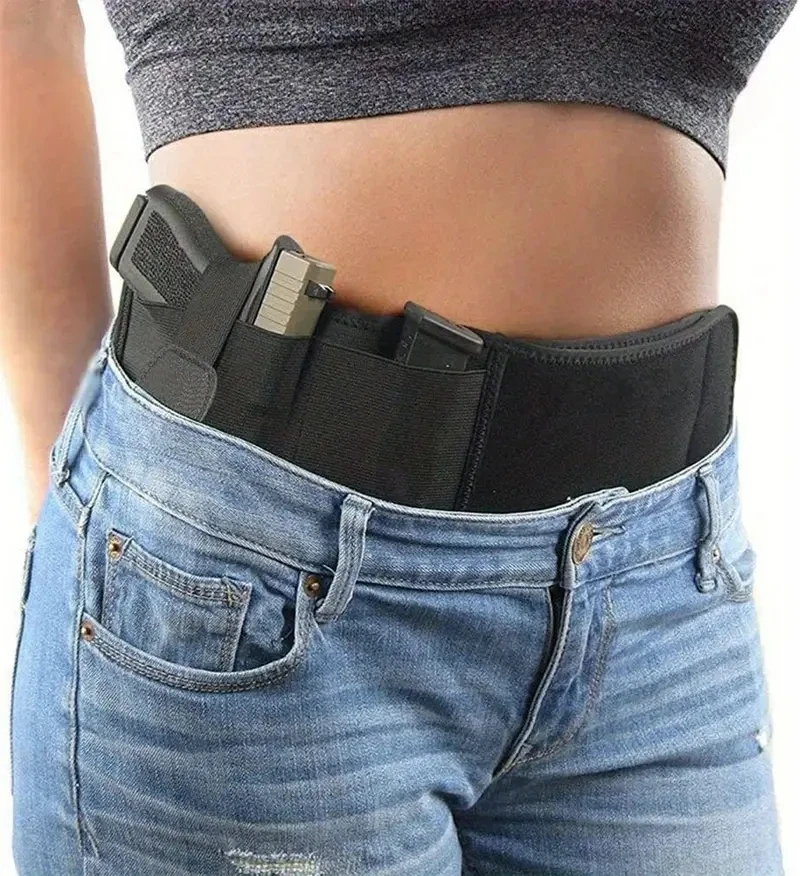 Waist Band Belt for Outdoor Hunting Fitness Defense Use Tactical Belly Gun Holster Portable Hidden Phone Bag Concealed Carry