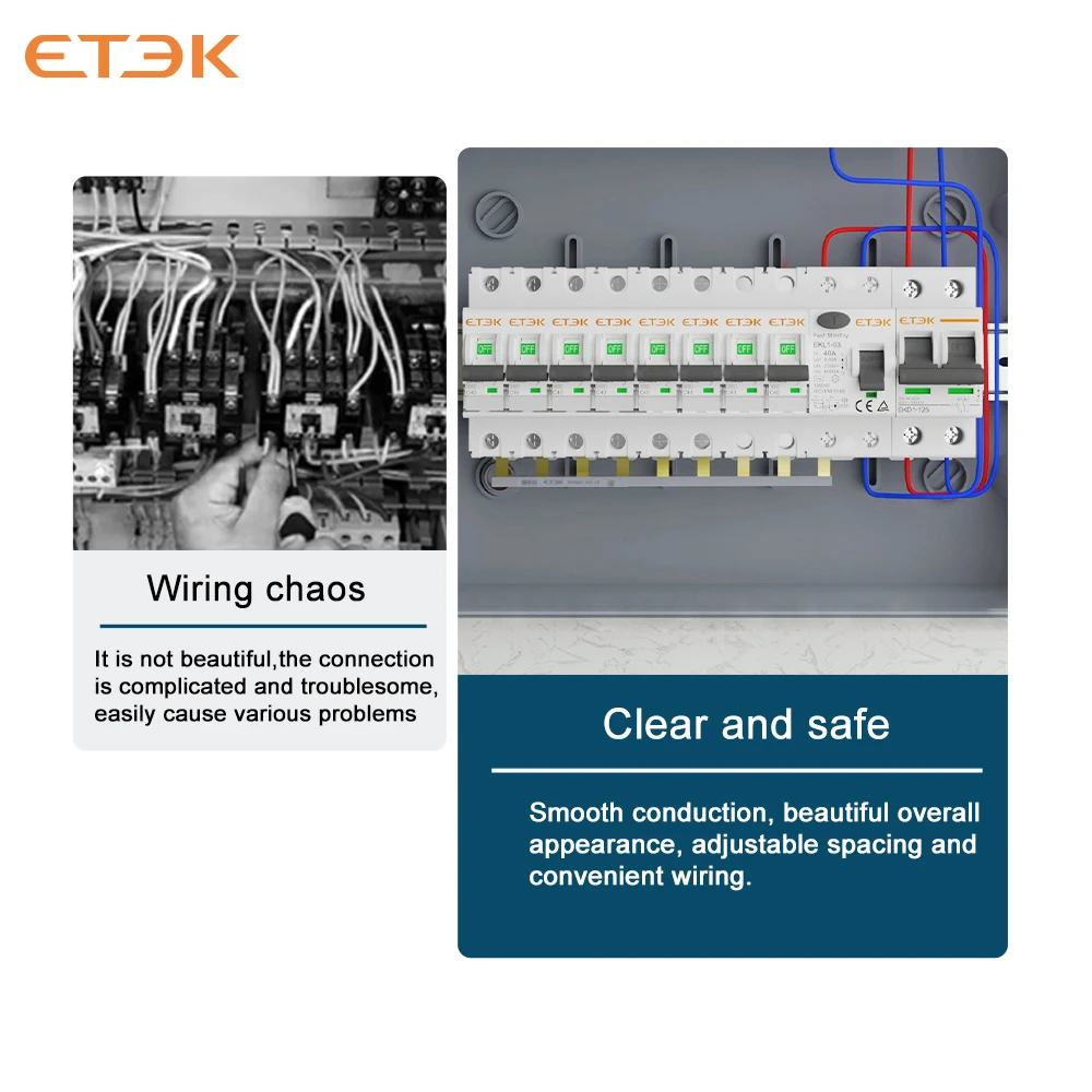 ETEK Pin/Fork Type Busbar 1P 2P Copper Air Circuit Breaker 4mm 1-63A Connection Row EKBB1