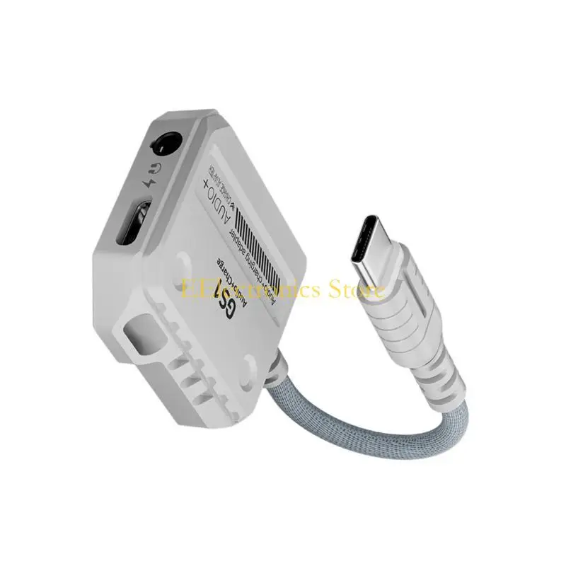 B03C HiFi Sound Card USB C To Headphone Port With PD Fast 60W Power, 6cm Cable Length for Enhancing Gaming Experience