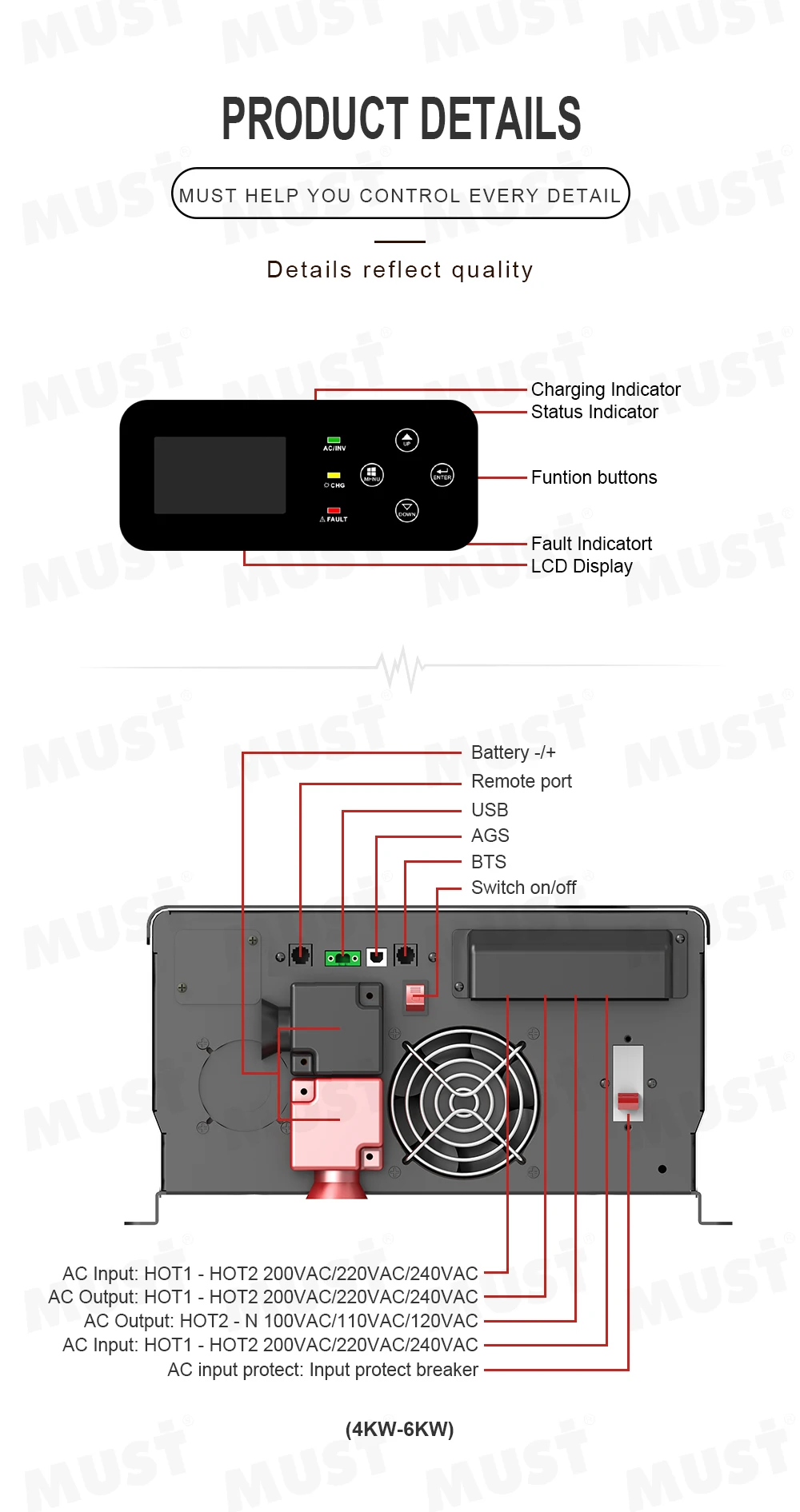 Must Best Selling 110V 120V 22 - Pure Sine Wave Inverter 5000W 48V 220V 评论和价格