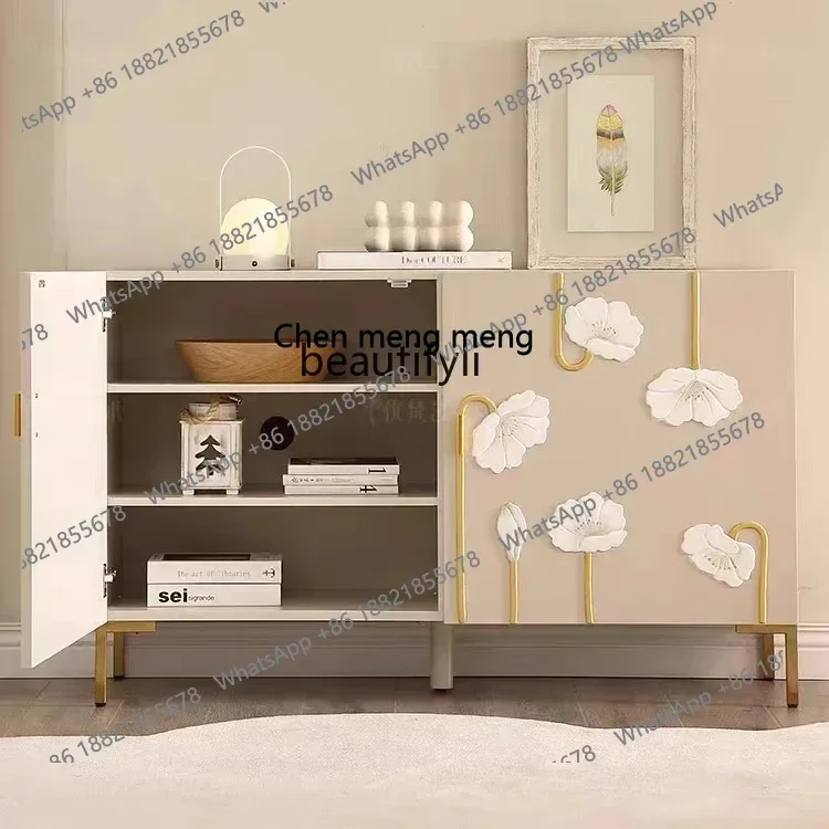 D178 Cream wind entrance cabinet painted creative shoe cabinet can store storage side cabinet household