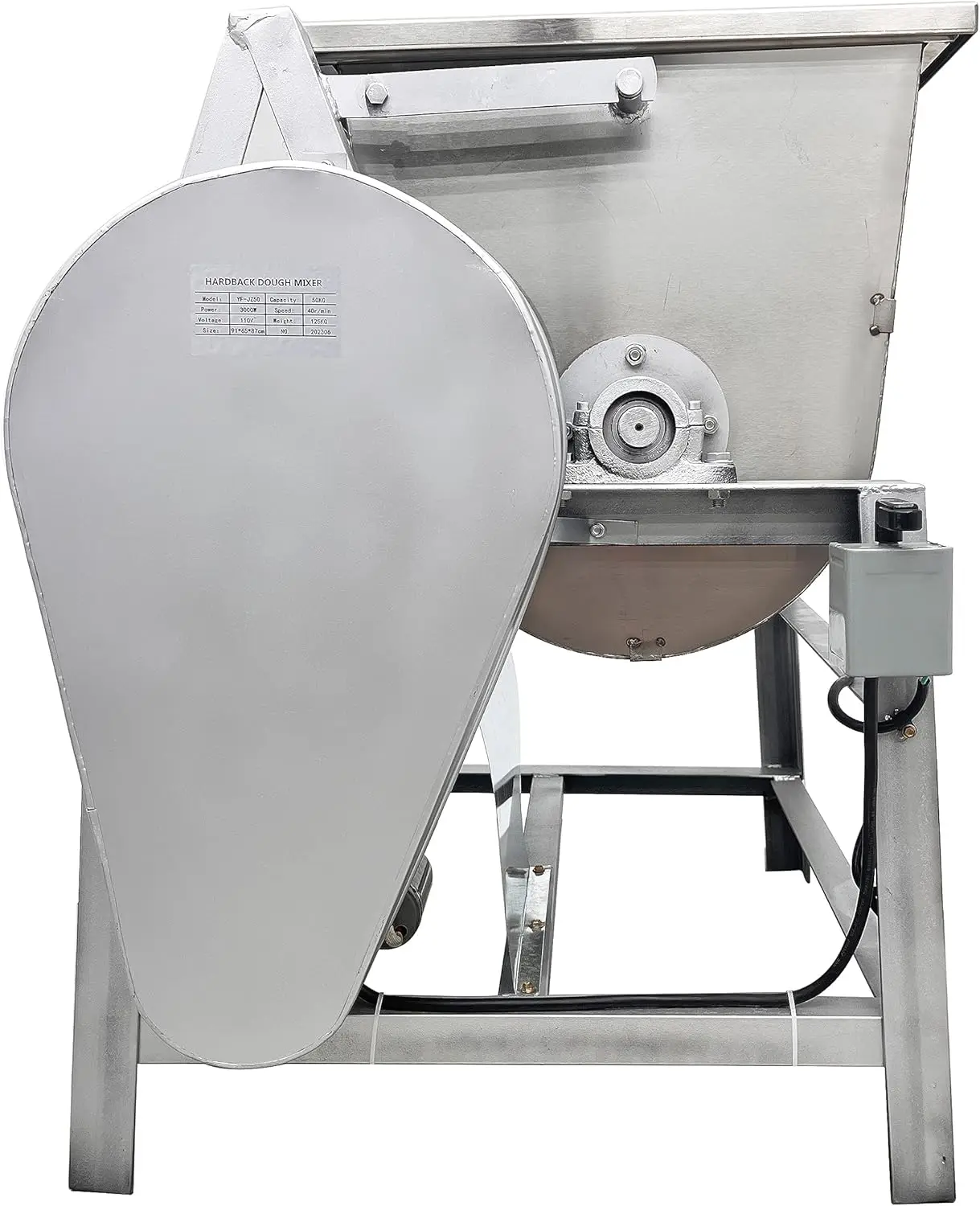 50KG/110LB 상업용 반죽 믹서 기계, 110V 3000W 전기 반죽 반죽 기계, 회전식 그릇 포함, 빵집 피자 가게용