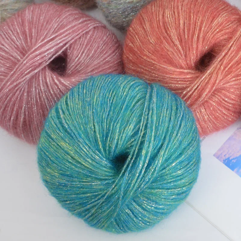 250g Large Bag of Colorful Glittery Wool Mohair Yarn, DIY Materials for Hand Knitting, Handmade Gifts, Knitted Autumn and Winter Women's Fashion Sweaters, Scarves, Hats, Shawls, Scarves, 10 Yarn Balls Per Bag