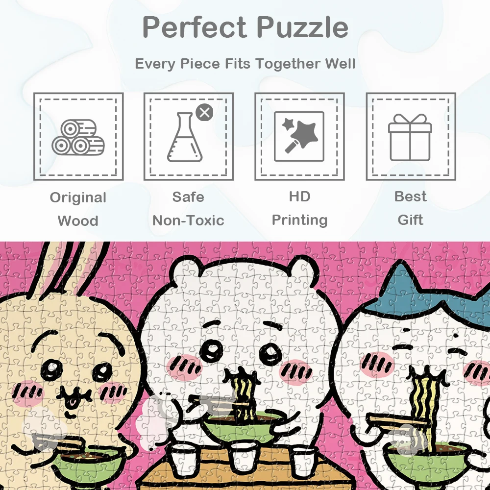 친구와 함께 치이카와 직소 퍼즐 만화 산리오 캐릭터 국수 먹기 대형 성인 직소 독특한 디자인 재미있는 가족 게임 퍼즐