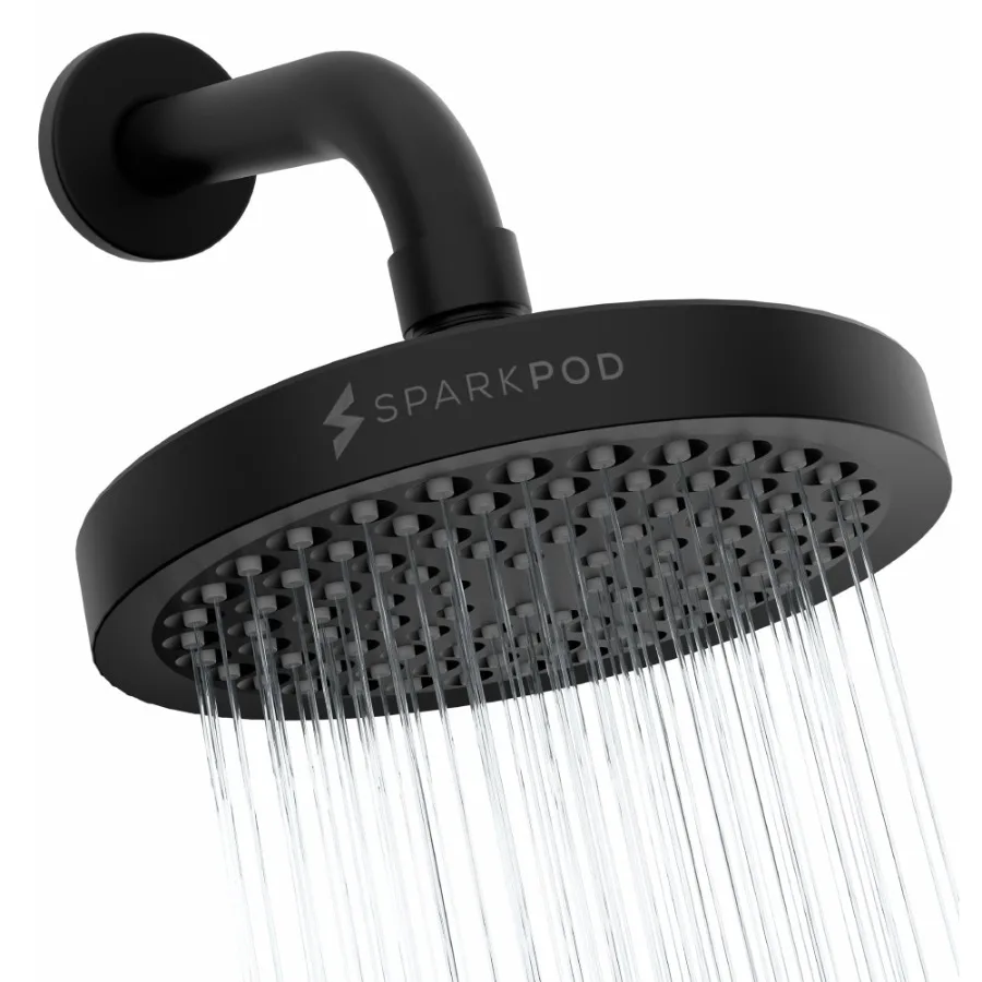 

6-Inch Matte Black High-Pressure Round Showerhead