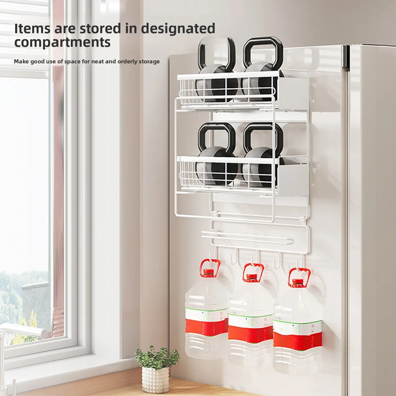 Magnetic suction pull refrigerator rack Multifunctional magnetic seasoning rack Kitchen roll paper rack Refrigerator side