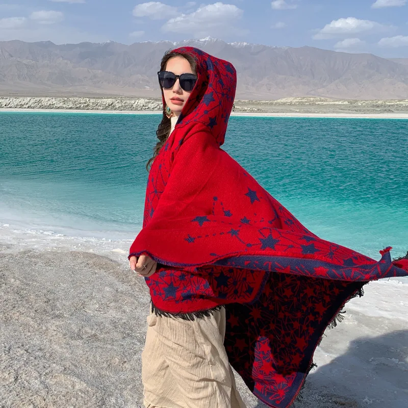 Luxury Brand Two-Sided Ethnic Style Scarf Imitation Cashmere Soft Warm Fringe Pashmina Shawl Coldproof Windproof Blanket Wh4