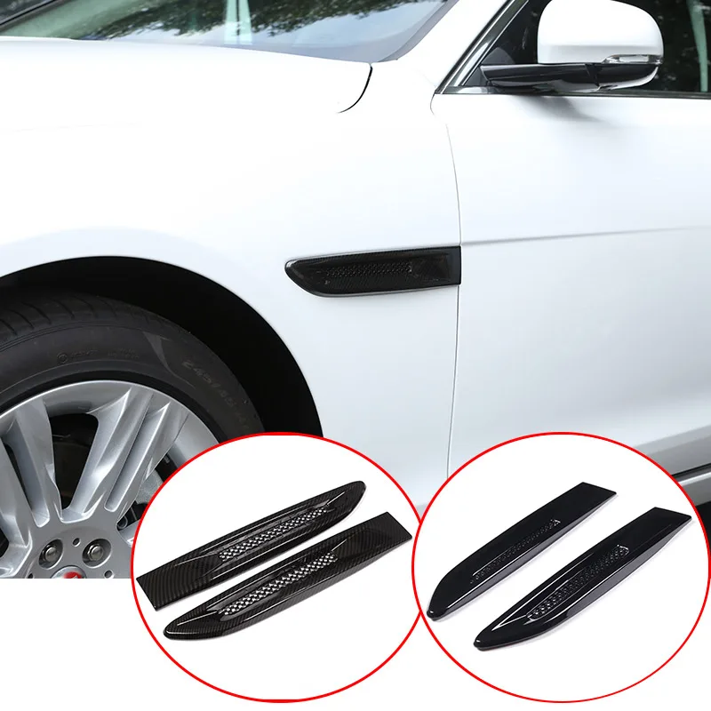 2 pcs Black For Jaguar XF XFL XE F-Pace F pace X761 ABS Carbon Fiber Car Side Fender Vent Trim Cover Car Accessories