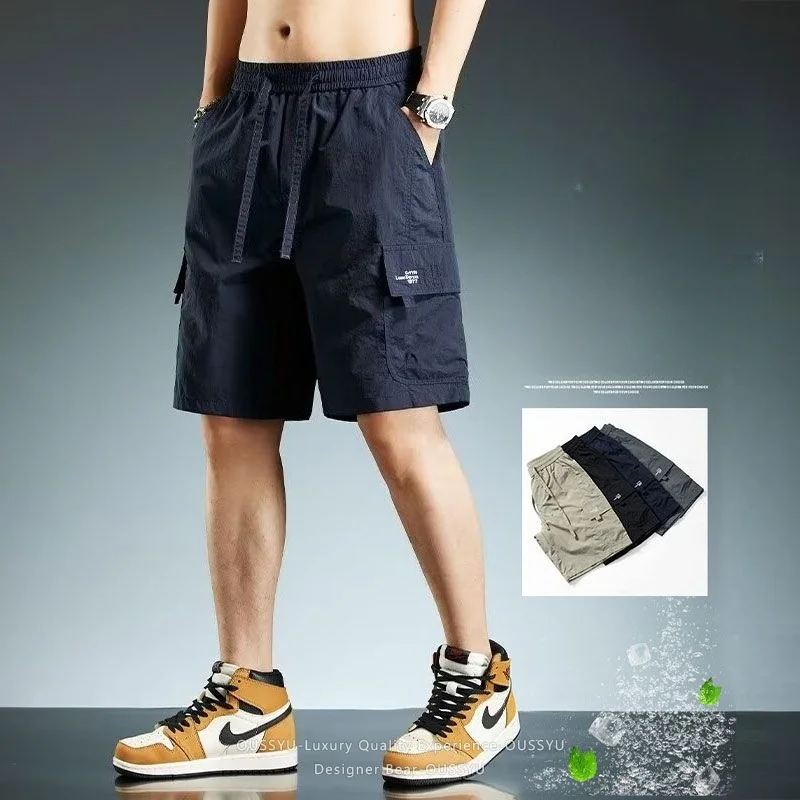 Men's Casual Shorts Summer Loose Fit Ice Silk Quick Dry Breathable Cargo Shorts for Men Outdoor Sport Beach Wear Comfortable