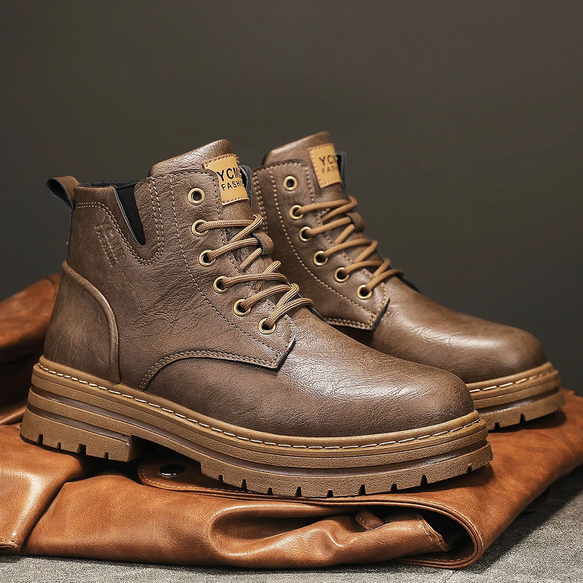 Ankle Boots for Men Ankle Men's Fashion Classic Casual Oxford Style Shoes Hiking  Classic Shoes for Men Fashion Boots Brown Tie