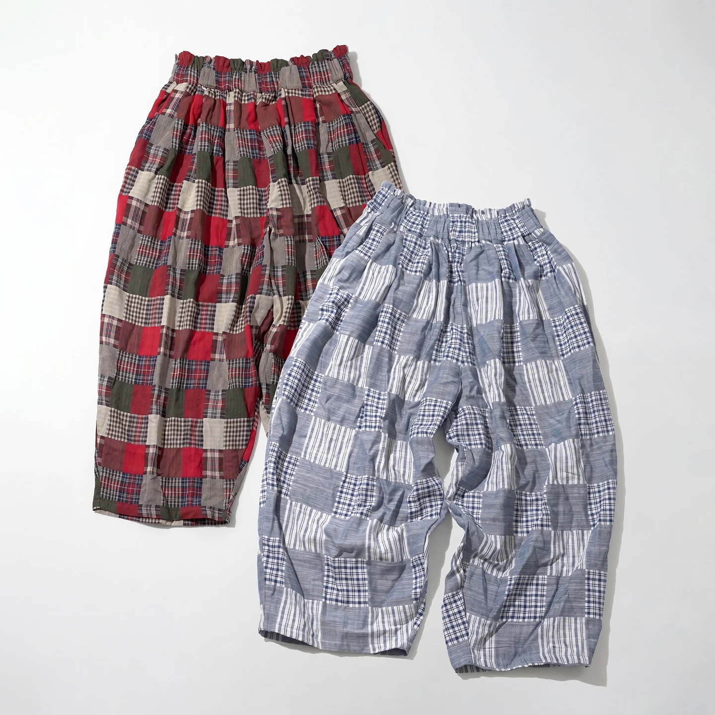 

Japanese retro lantern pants women's imakokoni summer pure cotton color woven plaid pants loose nine quarter casual pants 265513