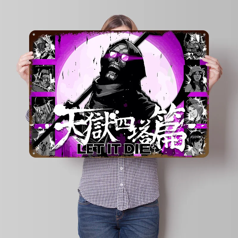 Let It Die Game Art 3D Texture Tinplate Poster Customized Wall Art Vintage Metal Signs for Fans Wand Deko Home Decor Accessories