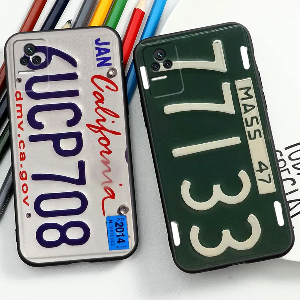 Retro Funny License Plate Number Car Case For Redmi 13C 12C 12 10C 10 9T 9A 9 8 K60 Ultra K50 K40 Gaming K40S K30 K20 Pro Cover