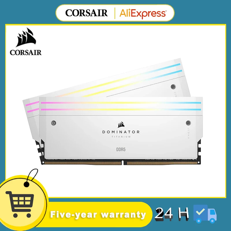 CORSAIR RAM Dominator Titanium RGB DDR5 RAM  DDR5 6400MHz CL32 Intel XMP iCUE Compatible Computer Memory - White