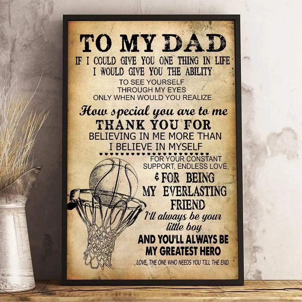 Basketball My Dad Always Be My Greatest Hero Retro Metal Tin Sign Vintage Aluminum Sign For Home Decor Room Metal Decor