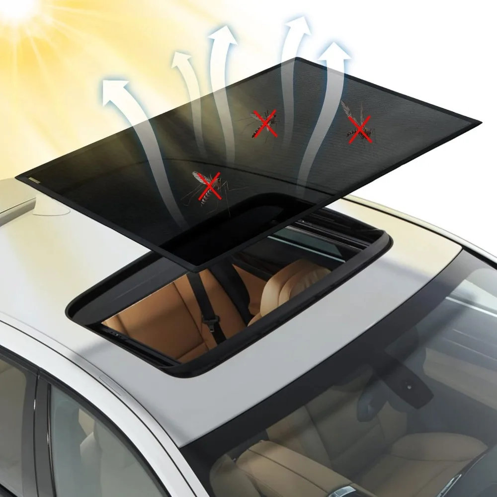 Sunroof Sun Shade Universal Car Moon Roof Mesh Sun UV Protection Cover, Magnetic Quick Install, Release Heat and Ventilation