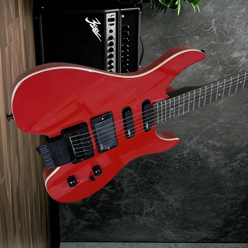 Electric Guitar Free Delivery High Quality 6 Strings Satin Finished Floyed Rose Bridge Red Headless 22 Tone Handcrafted