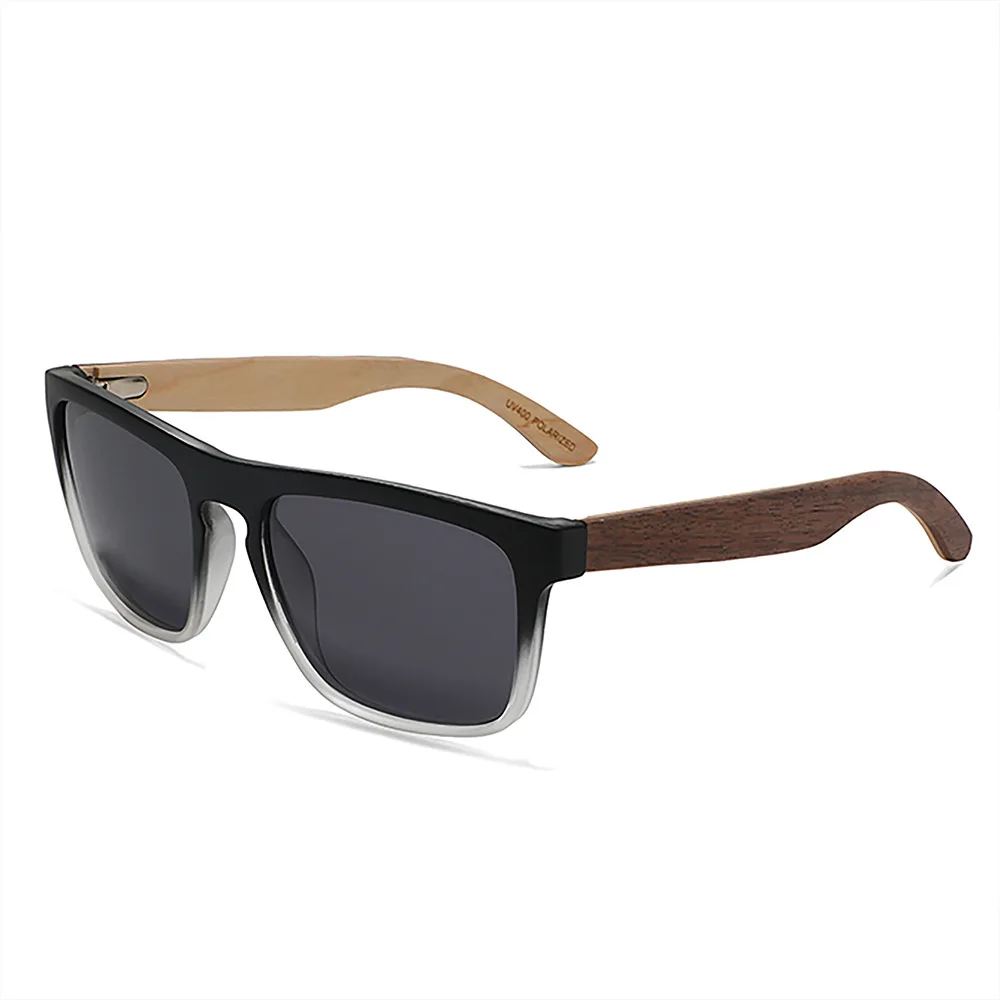 ShinyCo Marca de luxo esportiva armação quadrada camada de pé de madeira óculos de sol polarizados óculos de sol para ciclismo ao ar livre