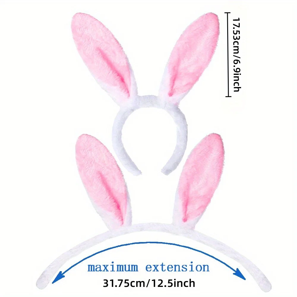 \12pcs Soft Pink Faux Fur Rabbit Ear Headbands, 11.81