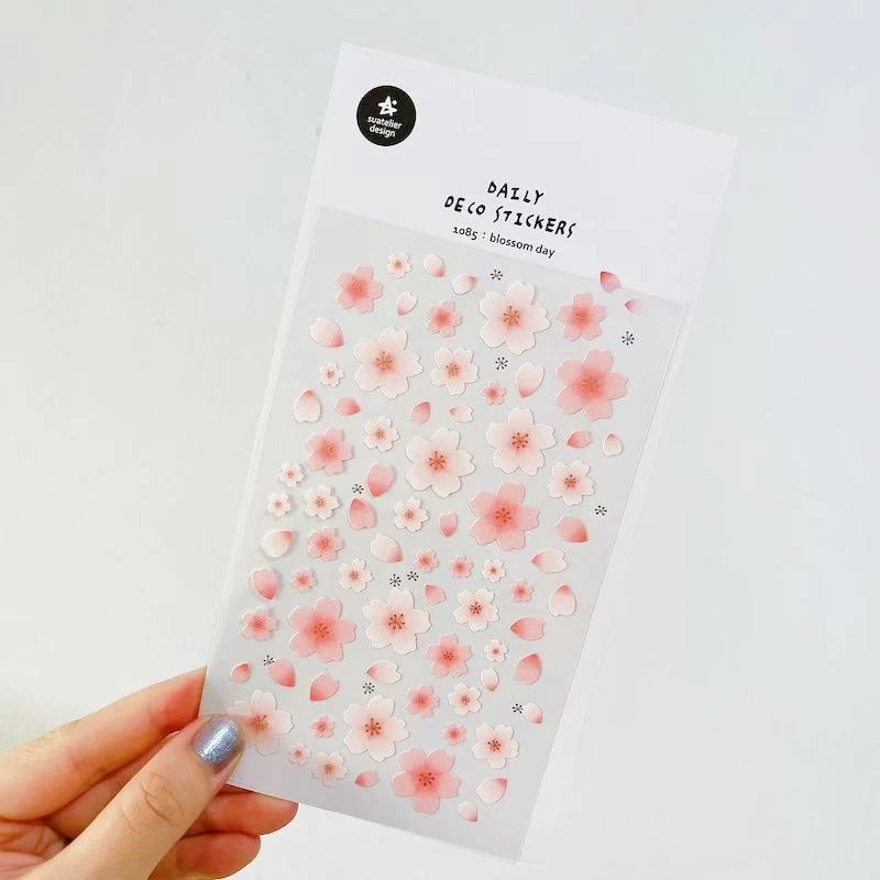 Korea Origin Suatelier Sakura Aufkleber Papier PVC Scrapbooking Material Niedliche rosa Blume Junk Journal Deco Bastelzubehör – Detail 4