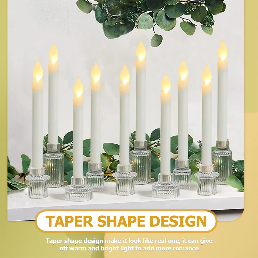 

6 Pcs LED Electronic C les Flameless Taper Warm Light Plastic Design Home Party Wedding Christmas Decor Operated